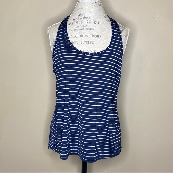 Athleta Tops - ❌SOLD❌Athleta XL Blue & Gray Striped Racerback Tan